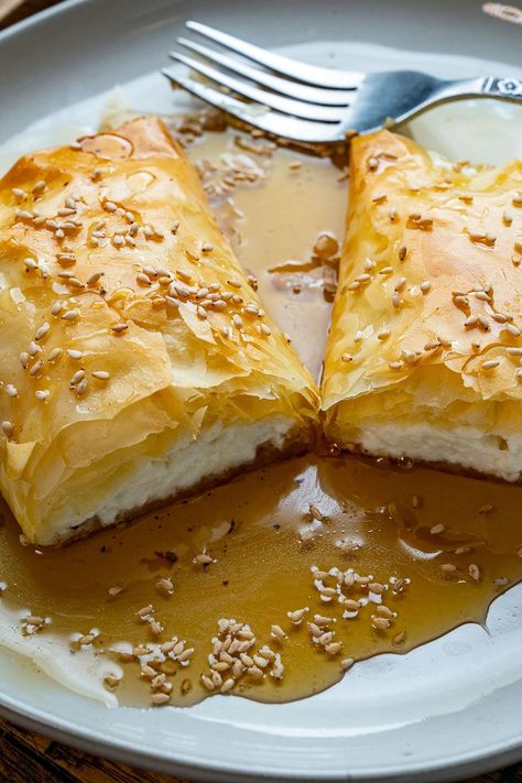 Crispy Phyllo Wrapped Baked Feta with Honey Baked Feta Phyllo, Feta In Phyllo With Honey, Crispy Phyllo Wrapped Baked Feta With Honey, Baked Feta In Filo With Honey, Feta Phyllo Honey, Crispy Feta Pockets, Baked Feta In Phyllo With Honey, Baked Feta With Honey, Feta With Honey