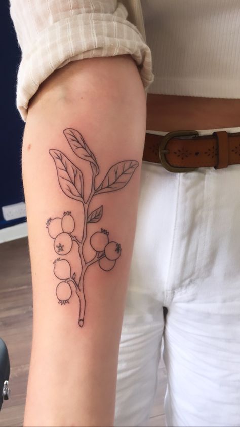 Huckleberry Branch Tattoo, Huckleberry Drawing, Granola Tattoo, Huckleberry Tattoo, Years Tattoo, Blueberry Tattoo, Tattoos Inspo, Branch Tattoo, Babymoon Photos