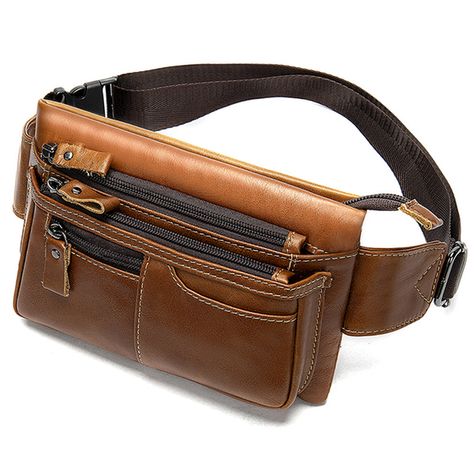 MVA Men Genuine Leather Zipper Casual Waist Bag – MRSLM Coffee Style, Leather Waist Bag, Coffee Fashion, Puppy Supplies, Brown Coffee, Goods And Service Tax, Party Shop, Leather Zipper, Waist Bag