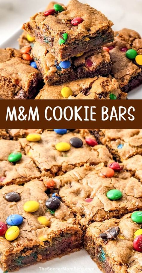 With crispy edges, a chewy center, and chocolatey goodness in every bite, these M&M Cookie Bars are the ultimate treat for cookie lovers! M And M Cookie Bars, M M Cookie Bars, Decadent Food, Cookies Bars, Best Cookies, M M Cookies, M And M, Cookie Bar, Soft Bakes