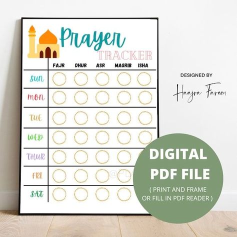 Muslim Children's Prayer Tracker, Salah Tracker Printable, Prayer Chart for Kids, Prayer Tracker, Daily Salah Tracker, Daily Prayer Chart - Etsy | Printable Planner by  Trevor Bennett Namaz Chart, Namaz Tracker, Salah Tracker Printable, Kids Prayer Journal, Muslim Planner, Salah Tracker, Quran Study, Prayer Tracker, Islamic Activities