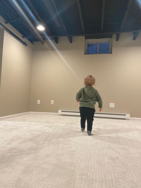 How we Finished our Basement to Create a Multipurpose Family Space Unfinished Basement Low Ceiling, Making Unfinished Basement Cozy, Unfinished Finished Basement, Large Finished Basement Ideas, Half Finished Basement Ideas, Split Level Basement Ideas, Multipurpose Basement, Basement Multipurpose Room, Basement For Kids