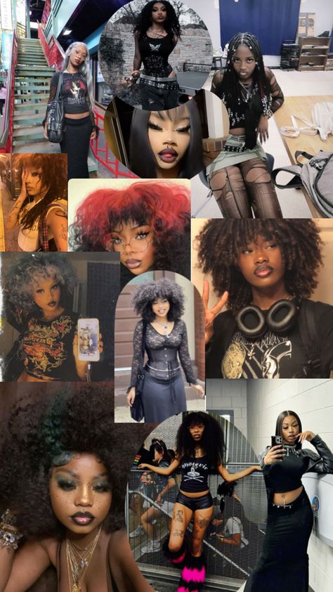 Alt Aesthetic Black Women, Alternative Black Women Outfits, Goth Aesthetic Black Women, Black Woman Grunge, Afro Goth Outfits, Alt Fashion Black Women, Alt Outfits Black Women, Alt Black Woman Outfit, Emo Black Women