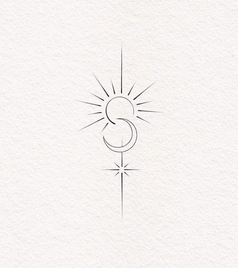 Rib Tattoo Sun And Moon, Sun And Moon Minimalist Tattoo, Moon And Sun Tattoo Designs, Sun And Moon Tattoo Meaning, Crescent City Tattoo, Achilles Tattoo, Ankle Tattoo Ideas, Tattoo Baby, Bookmark Diy