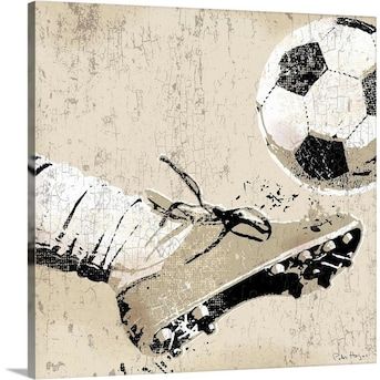 Kicking Soccer Ball, Soccer Artwork, Soccer Wall Art, Soccer Art, Vintage Soccer, Relaxing Art, Sports Wall Art, Sport Art, Art Department