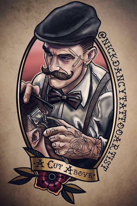 Barber Pictures, Old School Barber Shop, Barber Shop Pictures, Desenho Tom E Jerry, Barber Tattoo, Barber Shop Interior, Barber Man, Barber Logo, Tattoo Old School