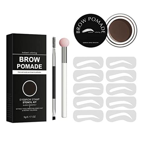 Eyebrow Stamp Stencil Kit, Ofanyia Brow Pomade with 10 Brow Stencils, Sponge Applicator and Brushes, Long Lasting Waterproof Smudge Proof Eyebrow Stamp Kit for Fuller Natural Looking Brows Feathery Brows, Drawing Eyebrows, Soap Brows, Dye Eyebrows, Brow Stamp, Brow Stencils, Eyebrow Kit, Brows Makeup, Eyebrow Stamp