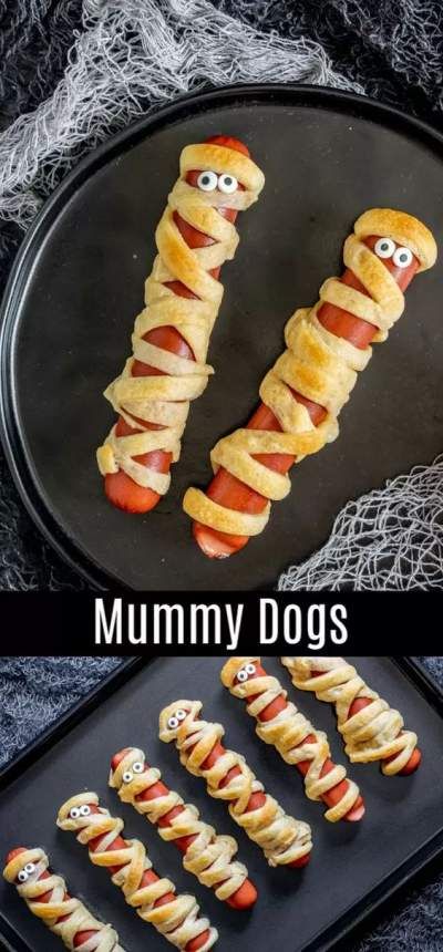 Appetizers Halloween, Fun Halloween Party Food, Pelottava Halloween, Mummy Dogs, Recipes Halloween, Recetas Halloween, Halloween Party Food, Halloween Fest, Halloween Party Snacks