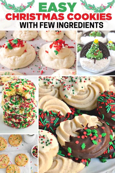 This collection of Easy Christmas Cookie Recipes with few ingredients is the perfect way to get you in the holiday spirit and out of the kitchen in a flash! From delicious sprinkle cookies to peanut butter blossoms and everything in between, these holiday cookie recipes are guaranteed to spread the Christmas cheer with everyone! Simple Christmas Cookie Recipe, Forgotten Cookies Recipe, Candy Homemade, Forgotten Cookies, Easy Christmas Cookies, Chocolate Drop Cookies, Mint Chocolate Cake, Chocolate Cake Mix Cookies, Christmas Cookie Recipes Holiday