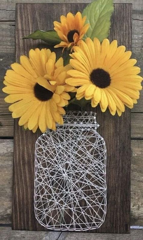 Flower String Art Template, String Art Flower, String Art Patterns Free, Van Decor, Modest Fashion Muslim, Vase Ideas, Pine Cone Art, Flower Pens, Monthly Crafts