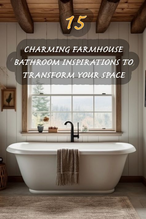 I absolutely adore these 15 charming farmhouse bathroom ideas that effortlessly transform any space. From rustic wooden beams to serene tubs, these designs bring warmth and comfort to your home. Each detail invites relaxation and adds a touch of personality! Claw Tub Bathroom Ideas Farmhouse, Stand Alone Tub Ideas, Bathrooms With Freestanding Tubs, No Tub Master Bath, Cast Iron Tub Bathroom, Master Bath With Clawfoot Tub, Master Bathrooms 2024 Trends Farmhouse, Magnolia Homes Bathroom, Free Standing Tub Ideas