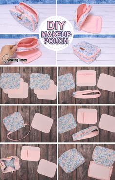 How To Make Makeup Pouch, Pouch Tutorial Zippered, Makeup Pouch Tutorial, Diy Makeup Pouch, Makeup Pouch Pattern, Sew Pouch, Makeup Bag Diy, Makeup Pouch Diy, Diy Pouch Bag