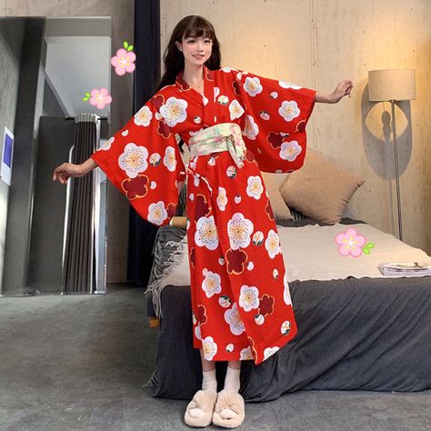 Kimono Pajamas, Flower Kimono, Traditional Japanese Kimono, Traditional Kimono, Japanese Dress, Pajama Dress, Womens Kimono, Chinese Dress, Outfits Winter