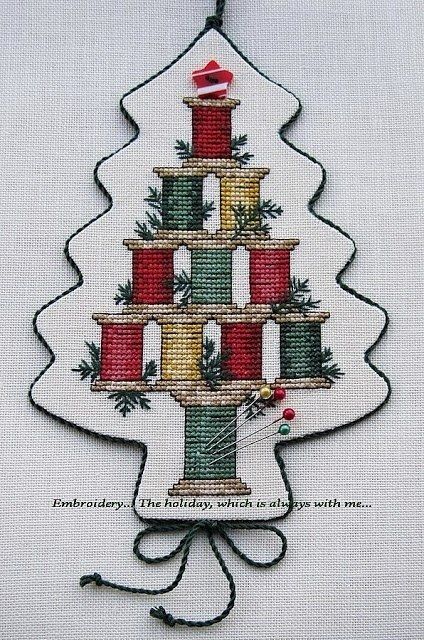 Xmas Cross Stitch, Cross Stitch Christmas, Cross Stitch Christmas Ornaments, Cross Stitch Tree, Cross Stitch Finishing, Cross Stitch Bookmarks, Stitch Christmas, Crochet Cross, Cross Stitch Patterns Christmas