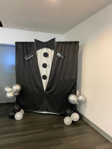 Tuxedo Backdrop, Black And White Party Decorations, 50th Birthday Party Ideas For Men, Tea Cup Card, Best Baby Cribs, White Party Decorations, Graduation Party Centerpieces, Bicycle Decor, Silver Christmas Decorations