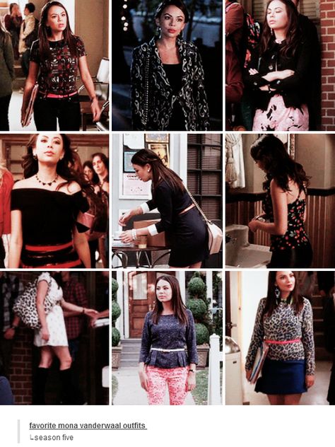 Mona Vanderwaal + season 5 outfits Pll Mona Outfits, Mona Pll Outfits, Mona Vanderwaal Outfits, Mona Vanderwaal, Pll Outfits, Tv Outfits, 5 Outfits, Tv Fashion, Fashion Tv