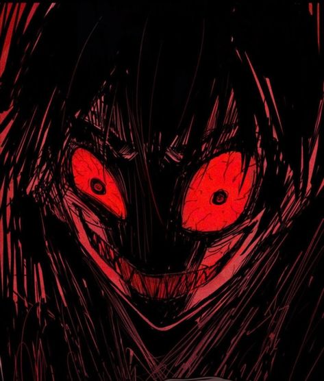 Creepy Smile, Arte Peculiar, Anime Smile, Evil Anime, Dark Pictures, Dark Art Illustrations, Arte Inspo, Scary Art, Creepy Art