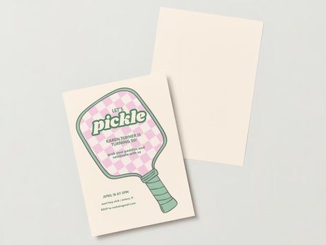 Custom Pickleball Paddle Birthday Invitation – Printed Party Invites with Personalization - Perfect for Pickle Enthusiasts + Pickle Lovers by BendandSnapDesign on Etsy Digital Templates, Pickleball Paddles, Fun And Games, Party Details, Party Invites, Girls Weekend, Printed Invitations, Party Girls, Pickleball