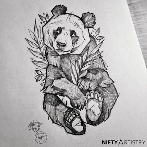 Panda Sketch, Tier Tattoo, Panda Tattoo, Panda Drawing, Animal Drawings Sketches, Panda Art, Tattoo Art Drawings, Arte Sketchbook, Amazing Drawings