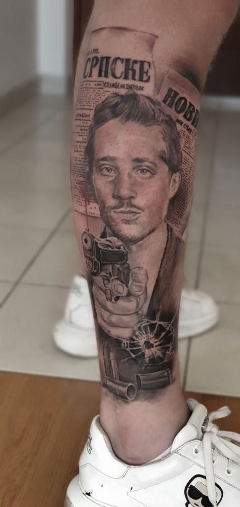 Gavrilo Princip tattoo Delije Sever Tattoo, Gavrilo Princip Tattoo, Serbian Tattoo Ideas, Serbia Tattoo, Serbian Tattoo, Gavrilo Princip, Republika Srpska, Realism Tattoos, Trippy Designs