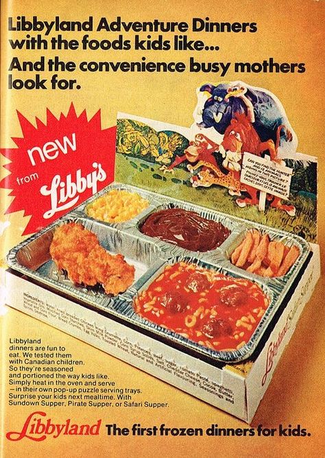 I bet all the moms who served these “made the kids eat what was for dinner or go hungry” as if different flavor TV dinner’s was “better” Swanson Tv Dinner, Gross Food, Frozen Dinners, Tv Dinner, Old Advertisements, Food Ads, Retro Advertising, Retro Ads, Retro Recipes