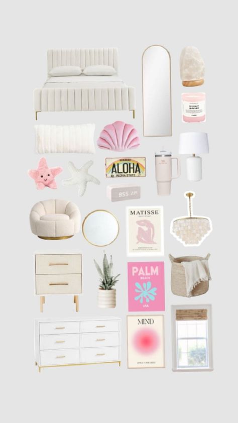 #preppy room 🪩✨️🌊 Girls Lounge, Room Preppy, Room Wishlist, Preppy Bedroom Decor, Beachy Bedroom, Ocean Room, Beach Themed Bedroom, Preppy Bedroom, White Room Decor