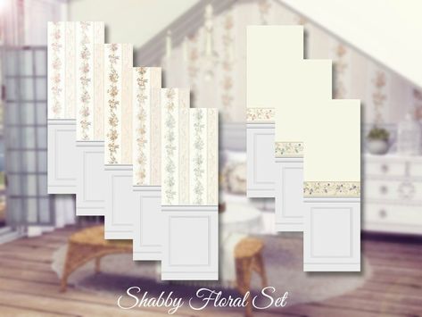 Sims 4 Shabby Chic, Shabby Chic Couch, Sims Medieval, Sims 4 Kitchen, Medieval Furniture, Floral Bathroom, Shabby Chic Bathroom, Sims 4 Cc Furniture, Rose Wall