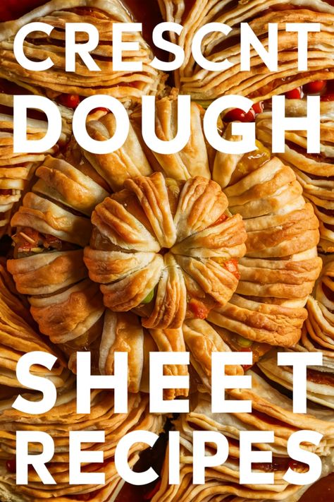 Discover a variety of delicious recipes using crescent dough sheets for breakfast, appetizers, dinners, and desserts! From creative appetizers to mouth-watering desserts, these crescent dough sheet recipes are perfect for any occasion. Explore new ways to use crescent dough sheets in your cooking and impress your family and friends with these easy-to-make dishes. Whether you're looking for a quick dinner idea or a crowd-pleasing dessert, these recipes will inspire you to get creative in the kitc Dough Sheet Recipes, Cresent Roll Dough, Crescent Roll Recipes Appetizers, Crescent Dough Sheet Recipes, Sheet Recipes, Creative Appetizers, Crescent Roll Sheet, Crescent Roll Recipes Dessert, Crescent Dough Sheet