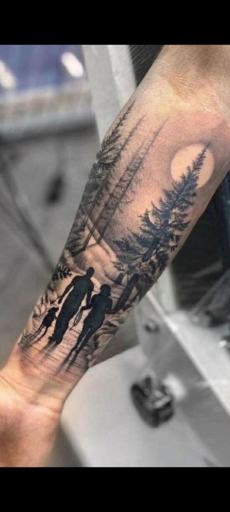 Wilderness Tattoo Women, German Shepherd Tattoo, Wilderness Tattoo, Shepherd Tattoo, Pine Tree Tattoo, Tattoo Women, Tree Tattoo, Forearm Tattoo, Arm Tattoo