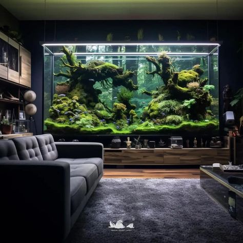 Interior Aquarium, Big Home Aquarium, Aquarium Fish Tank Living Rooms, Fish Tank Aesthetic, Cat Hotel, Cool Fish Tanks, Aquarium Fish Tank, Aquarium Fish, Fish Tank