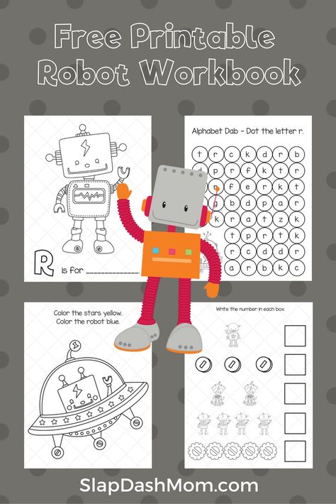 free printable robot workbook Robot Games For Preschool, Robot Worksheets Free Printable, Robot Gears Printable, Robot Worksheets, Robots Preschool, Letter R Activities, Build Your Own Robot, Robot Activity, Robot Craft