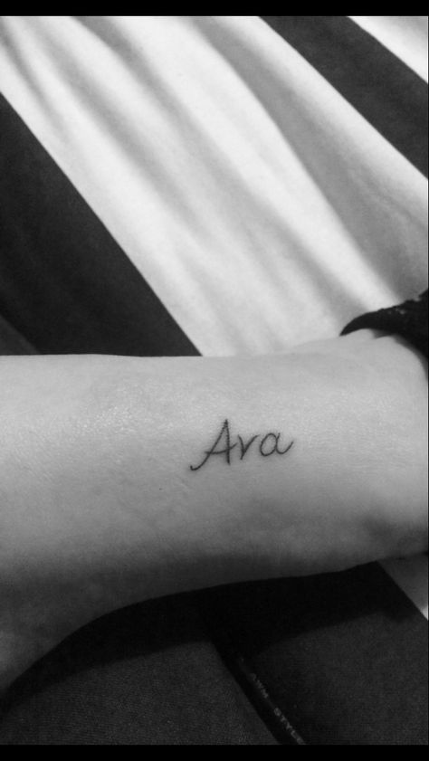 My nieces name. Ava :) Ava Name Tattoo, Jason Core, Ava Tattoo, Ava Name, Ava Core, Cursive Tattoos, Circle Tattoo, Text Tattoo, Plant Tattoo