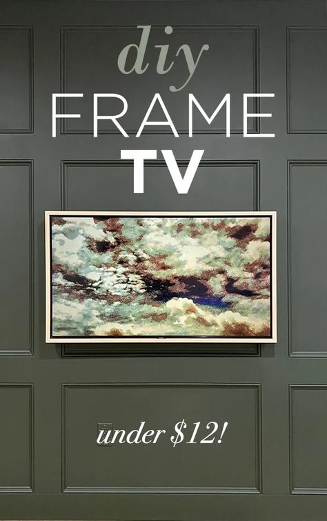 Framing a TV: How To - Jenna Sue Design Below Wall Mounted Tv, Foyer Styling Ideas, Picture Frame Tv Hidden Tv, Picture Frame Tv Hidden Tv Diy, Diy Tv Frames, Faux Frame Tv, Large Tv On Wall Ideas Living Room, How To Frame Your Tv, Tv Picture Frame Diy