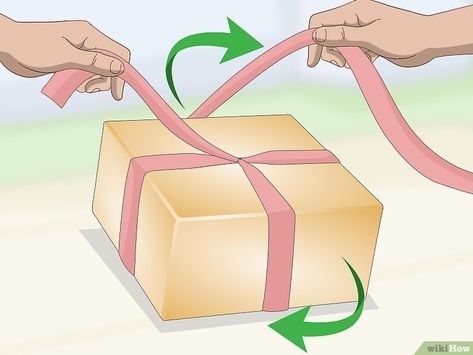 3 Ways to Tie a Ribbon Around a Box - wikiHow Ways To Tie A Ribbon, Ribbon On Presents, Tie Bows With Ribbon, Gift Card Wedding, Tie Box, Christmas Bow Tie, Ribbon Box, How To Tie Ribbon, Diy Tie