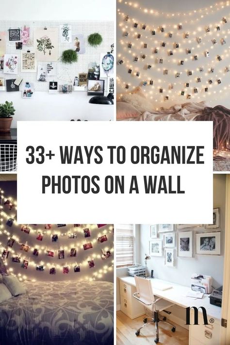 25+ Creative Ways To Organize Photos On A Wall | Momooze.com Creative Photo Display Ideas, Unique Photo Wall, Hanging Pictures On The Wall, Organize Photos, Photowall Ideas, Diy Photo Display, Photo Wall Display, Picture Gallery Wall, Photograph Display