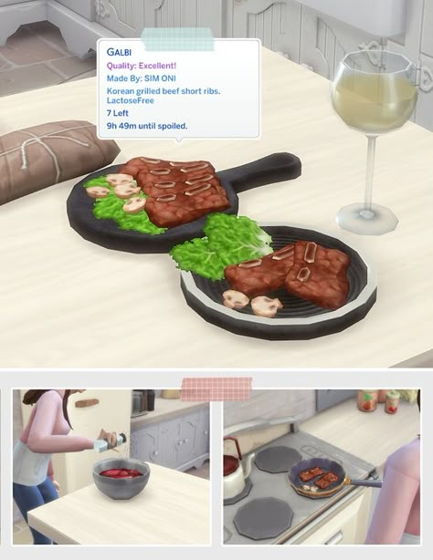 August 2021 Recipe_Galbi Sims4 Custom Content, Grilled Beef Short Ribs, Strawberry Sandwich, The Sims 4 Pack, Sims Gameplay, Sims 4 Kitchen, Recipe Strawberry, Sims 4 Traits, Sims 4 Cas Mods