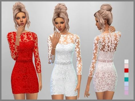 The Sims Resource: Short Lace Dress by SweetDreamsZzzzz • Sims 4 Downloads Sims 4 Cc Clothes Female Dress Formal, Sims 4 Cc Clothes Dresses Formal, Formal Wear Women, Sims 4 Cc Clothes, Alpha Cc, Sims Clothes, Sims 4 Dresses, Sims4 Clothes, Cc The Sims 4