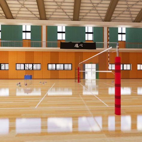 Karasuno Gym Background, Haikyuu Court Background, Volleyball Gymnasium, Haikyuu Volleyball Court Background, Haikyuu Volleyball Court, Haikyuu Background Places, Volleyball Court Wallpaper, Volleyball Court Background, Haikyu Background