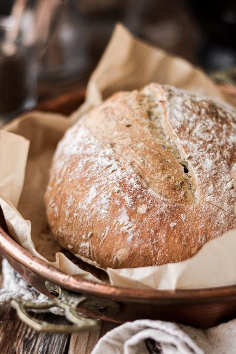 Artisan style, high altitude no knead bread, with a chewy texture and a deliciously crusty exterior, flavored with caraway seeds. High Altitude Bread, High Altitude Bread Recipe, Cast Iron Bread, Rye Bread Recipes, High Altitude Baking, Dutch Oven Bread, Knead Bread Recipe, Homemade Bread Easy, Artisan Bread Recipes