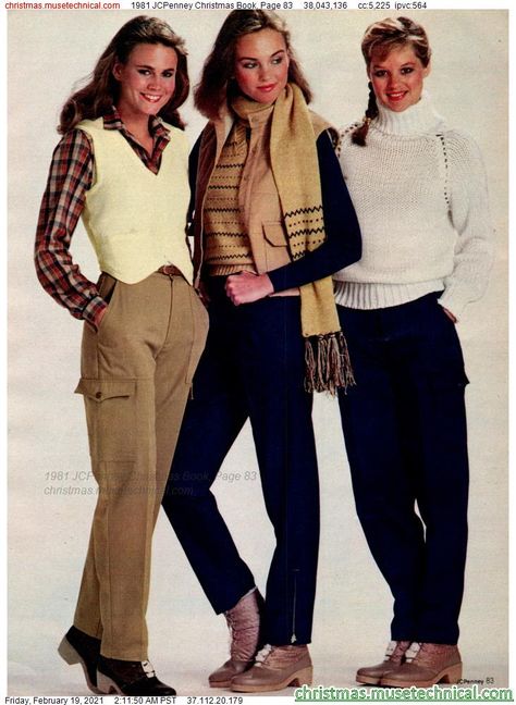 1981 JCPenney Christmas Book, Page 83 - Christmas Catalogs & Holiday Wishbooks 80s Casual Outfit, 80s Preppy Fashion, 1981 Fashion, 1987 Fashion, Teen Fashion Winter, Pants Patterns, Fashion Eras, 80s Clothes, 1980s Fashion Women