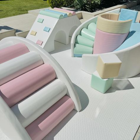 A gorgeous pastel set up in the sun ☀️ We can work to any space that you have big or small and create any combination of pieces that you like. #softplay #softplayhire #softplayrental #softplayliverpool #softplaymanchester Play Furniture, Soft Play, Kid Toys, Party Rentals, Dream Home Design, Glamping, The Sun, Pastel, Camping