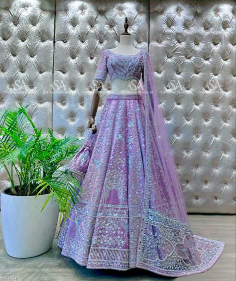 Purple Lengha Bridal, Sabyasachi Bridal Collection, Beautiful Lengha, Red Velvet Skirt, Marriage Clothes, Lavender Colour, Purple Lehenga, Heavy Lehenga, Sabyasachi Bridal