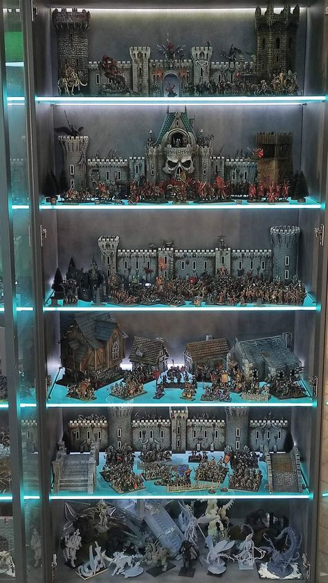 Warhammer Miniature Storage, Warhammer Display Shelf, Warhammer Display, Dnd Storage, Miniatures Display, Warhammer Scenery, Hobby Organization, Fantasy Terrain, Model Painting