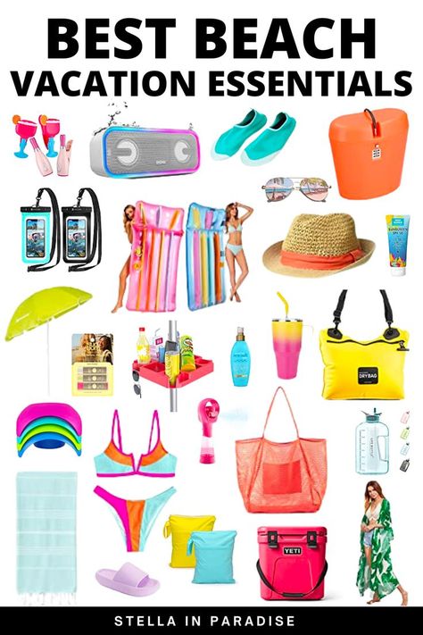 beach accessory must haves from Amazon Beach Vacay Essentials, Beach Toys For Adults, Beach Vacation Necessities, Beach Nessesities, Beach Vacation Gift Basket, Travel Beach Bag, Beach Must Haves For Adults, Beach Trip Gift Ideas, Beach Vacation Gift Ideas