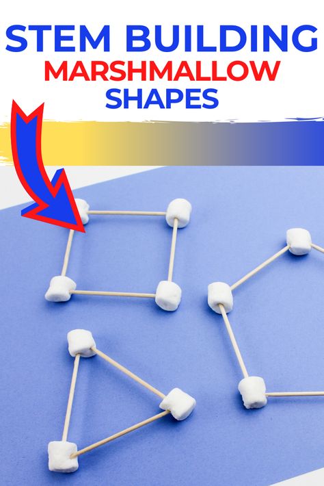 Shapes Steam Activities, Shapes Science Preschool, Marshmallow Building Activity, Shape Stem Activities, Marshmallow Stem Activities, Stem Activity For Kindergarten, Easy Stem For Kindergarten, Marshmallow Activities For Kids, Steam For Toddlers