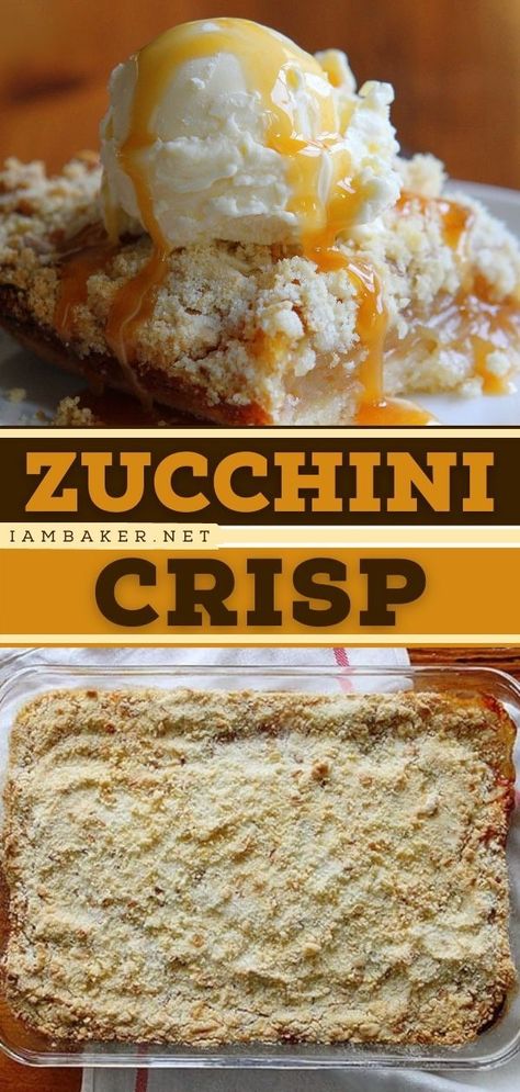 Zucchini Crisp, Zucchini Desserts, Easy Dessert Idea, Zucchini Cookies, Zucchini Recipes Dessert, Crisp Desserts, Zucchini Crisps, Zucchini Casserole Recipes, Fall Cookie Recipes