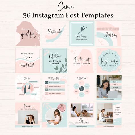 Elevate your Instagram presence with this stunning collection of 36 editable Canva templates.  Featuring a vibrant pastel palette of pinks and blues, these templates are designed to captivate your audience. Ideal for coaches, social media managers, virtual assistants, authors, and other professionals who want to make a visual impact.  

Download instantly and customize these versatile templates for quotes, sayings, blog promotions, product showcases, heartfelt thank yous, helpful reminders, and engaging infographics.  Edit the content, colors, and images to perfectly reflect your brand.  Terms of use apply. 


.#CanvaTemplates #SocialMediaDesign #InstagramIdeas #PinterestTemplates #CreativeCanva Pastel Social Media Design, Media Kit Template Free, Free Business Logo, Editable Birthday Cards, Wix Website Templates, Coach Instagram, Pastel Theme, Product Promotion, Wix Templates