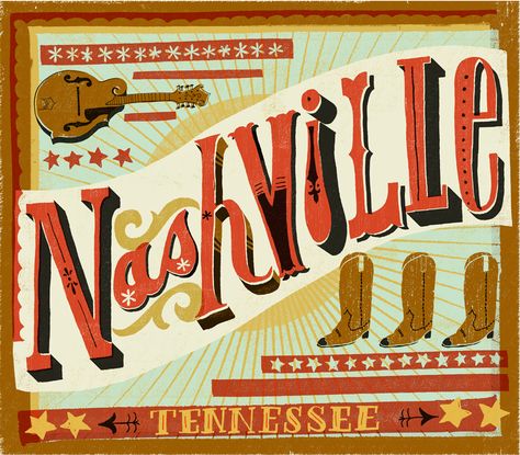 Nashville, Tennessee Mary Kate Mcdevitt, Nashville Art, Images Disney, Gatlinburg Tennessee, Country Theme, Mary Kate, Music City, Typography Letters, Nashville Tennessee