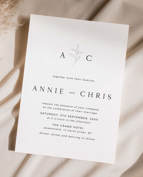 Say 'I do' to simplicity with our stunning minimal wedding invitation template. Minimalist Wedding Invitation Elegant, Minimal Elegant Wedding, Weding Invitation, Wedding Invitation Digital, Minimal Wedding Invitation, Elegant Wedding Invitation, Reception Signs, Minimalist Wedding Invitations, Minimal Wedding