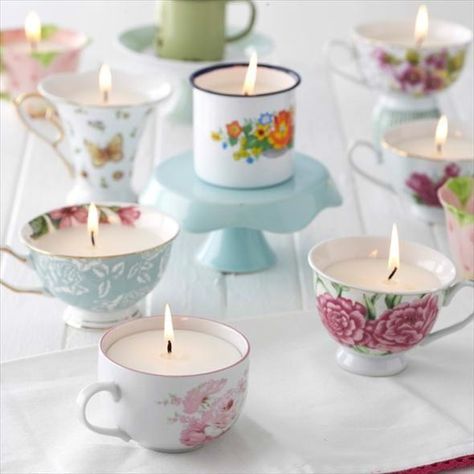 Teacup Candles home candles decorate teacup diy crafts Tea Cup Candles Diy, Wedding Wine Gift, Săpunuri Handmade, Candle Crafts, Teacup Crafts, Soya Mumu, Tea Candle, Teacup Candles, Cup Crafts